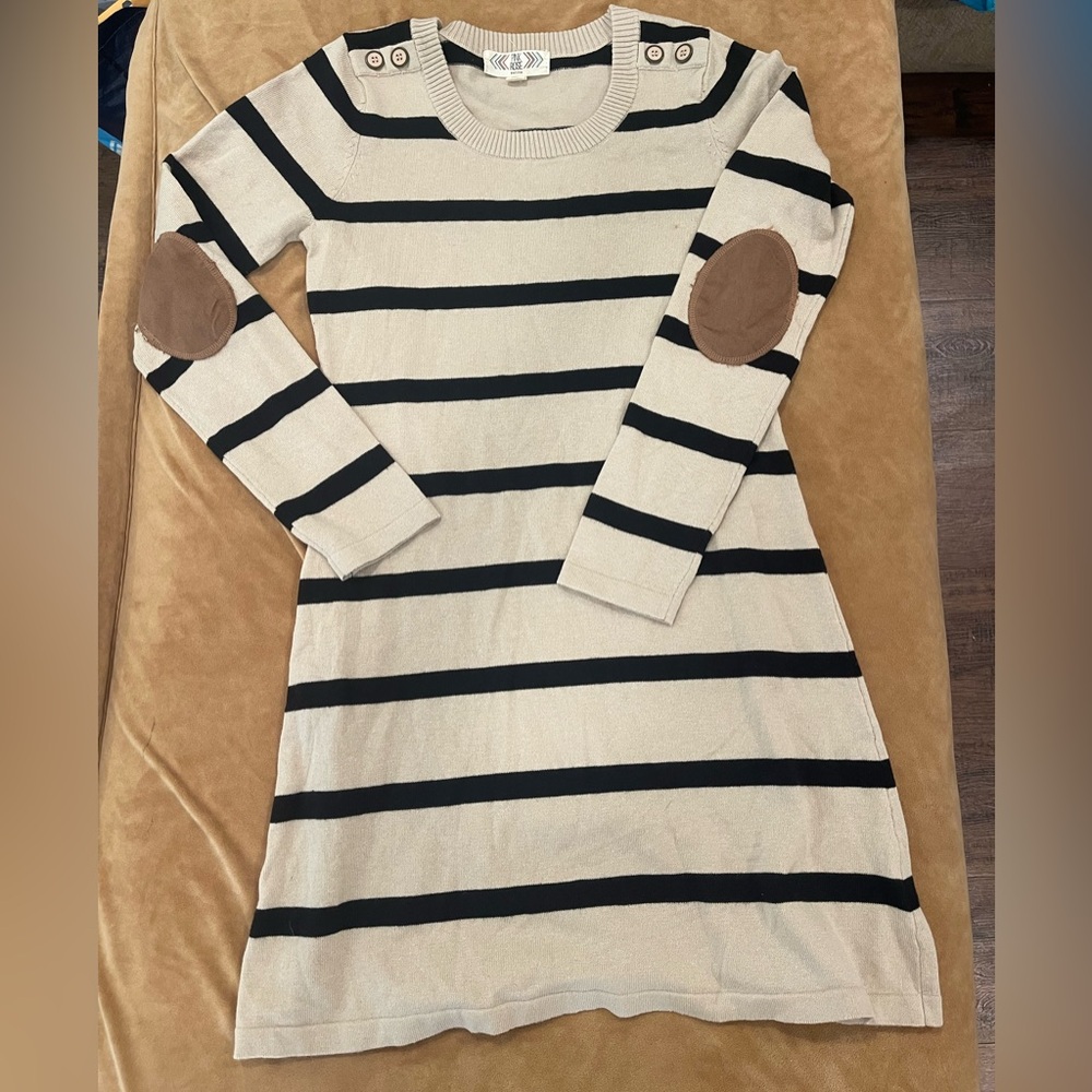 Striped women’s dress/shirt  with Elbow Patches